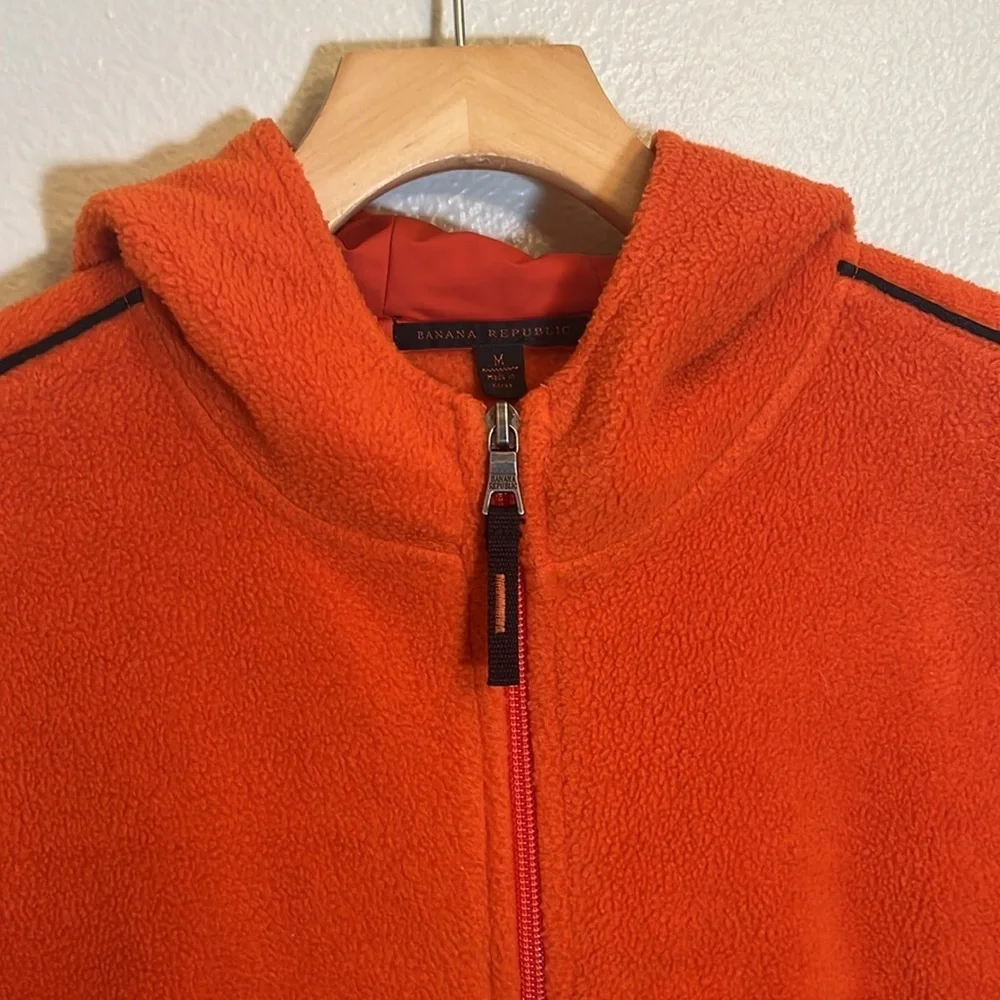 Banana Republic Orange Fleece Zip Hooded Jacket